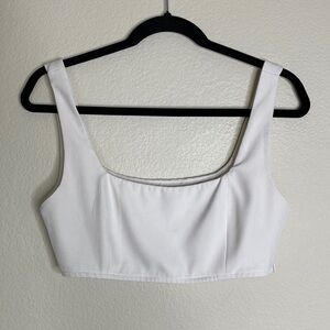 Princess Polly white bra tank crop shirt cream Sz 4 side zip